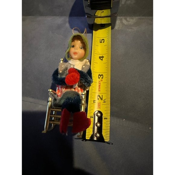 Vintage Christmas Pixie Elf in rocking chair ornament - Picture 8 of 8